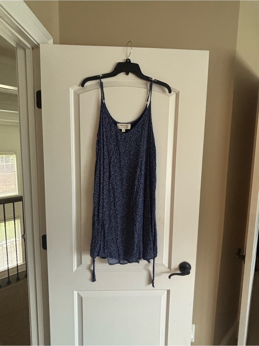 cloth & stone Dark Blue Micro-Print Spaghetti Strap Mini Dress